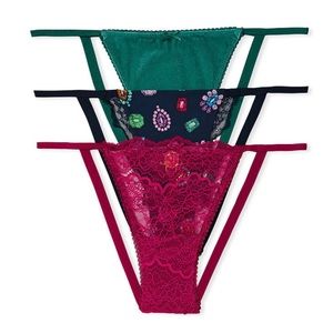 DREAM ANGELS
3-Pack Bejeweled Charm V-String Panties
